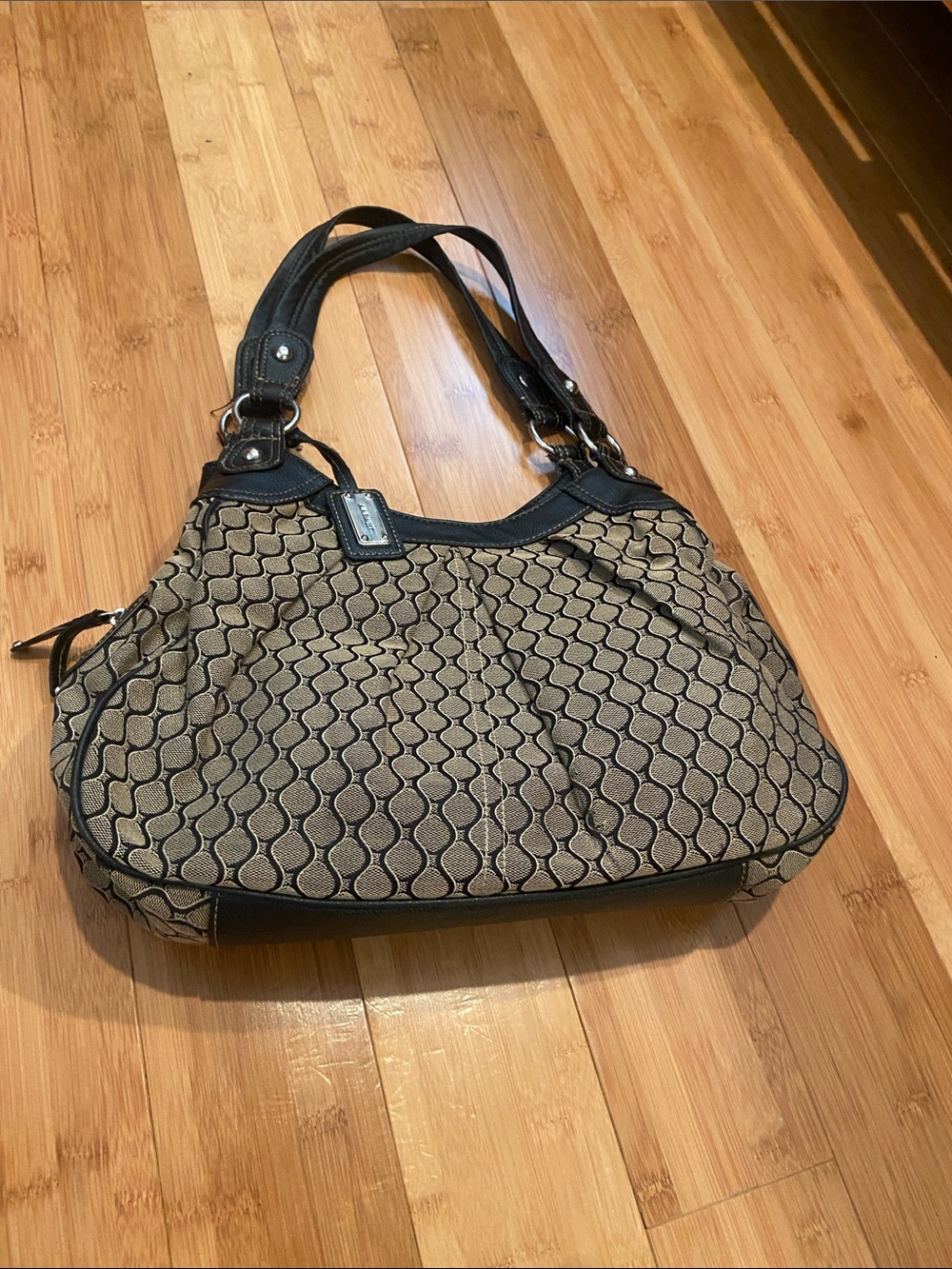 Nine West Black and Tan Patterned Shoulder Bag